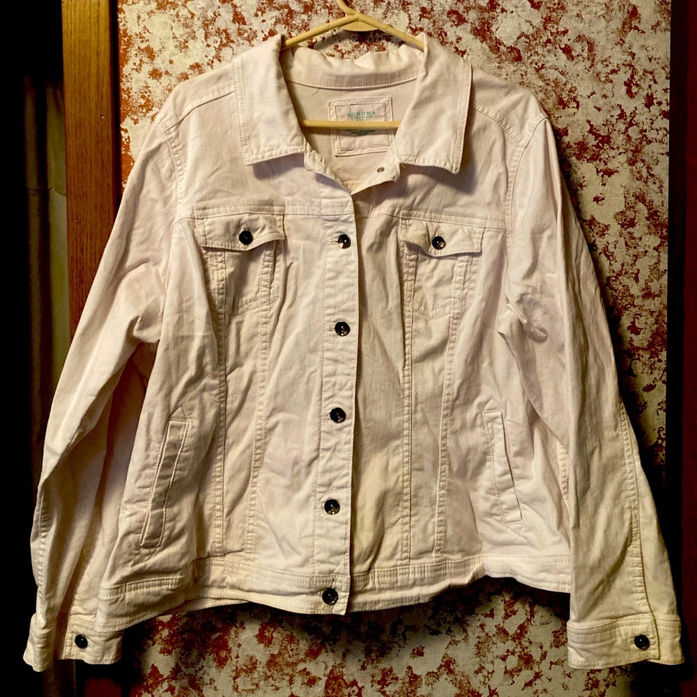 Jean Jacket, White, 2X, Sonoma, Stretchy Material
